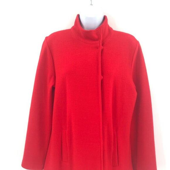 Mercer & Madison Womens Coat Red Beige Color Block Snap Pockets 100% Wool Sz M - Picture 3 of 9